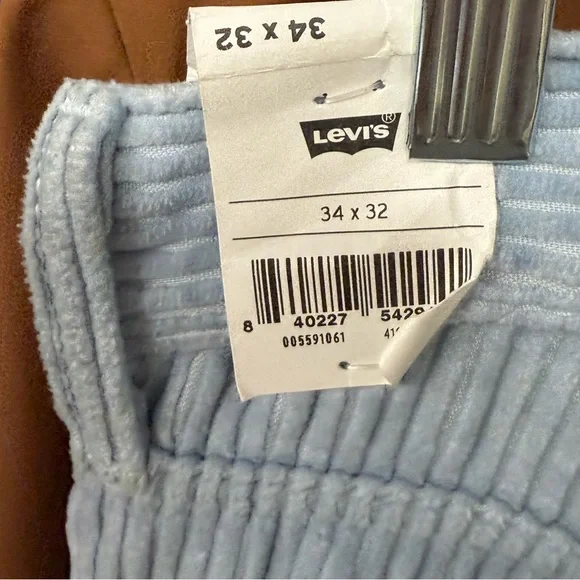 Levi’s men’s size 34W 32L heavy corduroy pants light baby blue 559 relaxed $70 - Picture 5 of 7